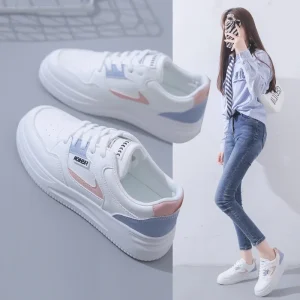 Scarpe sportive da donna coreane: scarpe bianche, scarpe basse da donna con suola spessa, scarpe da passeggio casual per studenti alla moda 1