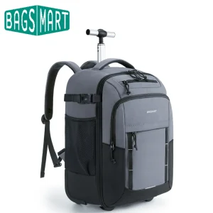 BAGSMART Zaino per laptop con ruote da 17 pollici Borsa trolley da viaggio resistente all'acqua da 40 litri per viaggi, lavoro, college, uomini e donne 1