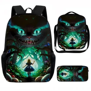 Zaino scolastico per bambini Cartoon Princess Alice nel Paese delle Meraviglie, borse per il pranzo, borse per matite, borse per la scuola per ragazzi e ragazze, miglior regalo 1