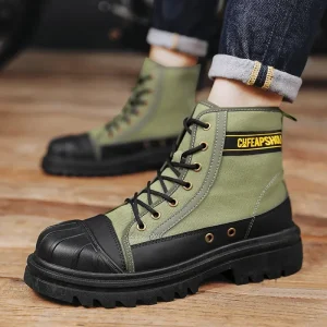 Nuovi stivali da lavoro anticollisione alti da uomo primavera e autunno stivali da moto a testa grande scarpe di tela stivali moda coturno 1