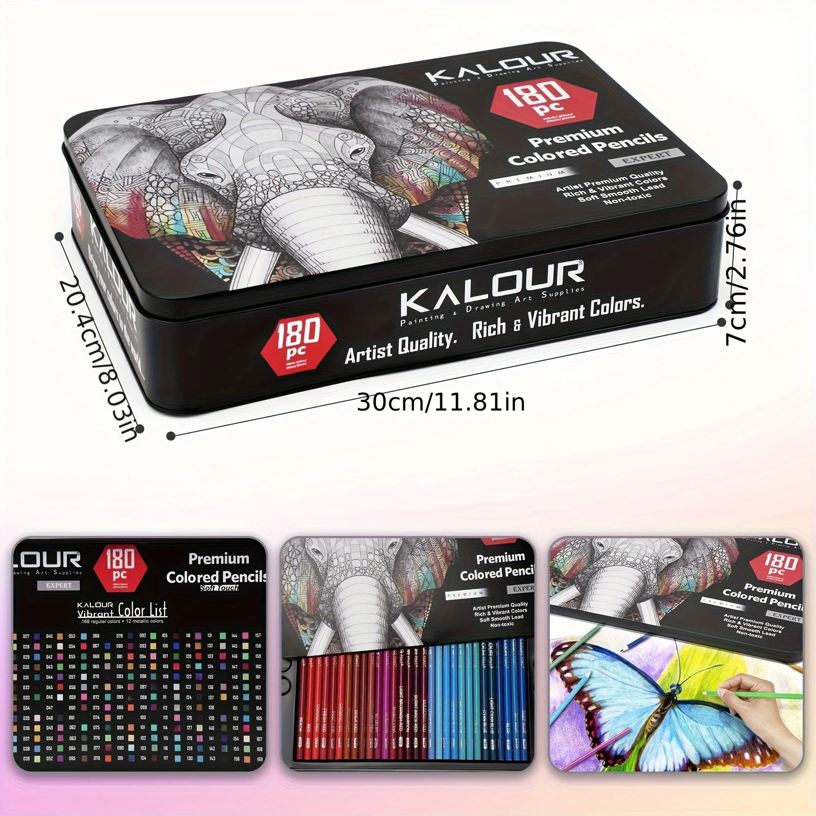 Set di matite colorate oleose da 180 colori Confezione regalo in ferro Pittura Matita da colorare Set di creazione artistica Matita da disegno Set di arte per la scuola Regalo 2