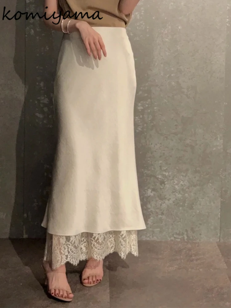 Pizzo impiombato Ropa Mujer Vita alta Gonna a coda di pesce Gonne a sirena Giappone Elegante Faldas Feminino Donna sexy 2025 Vestiti 1