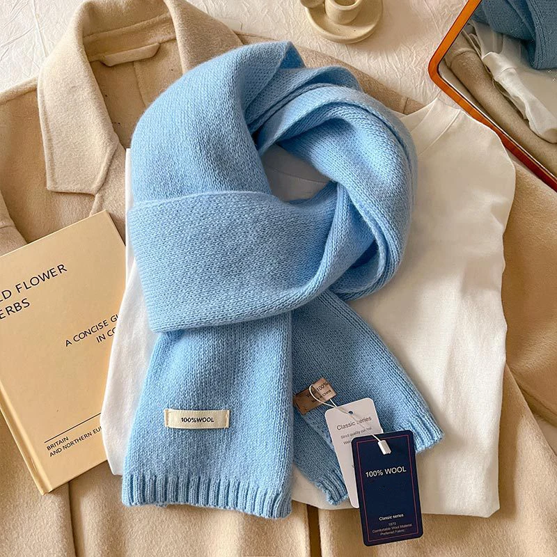 Sciarpa da donna invernale calda scialli lavorati a maglia in lana 100% marca casual fazzoletto da collo scialle in cashmere avvolgente sciarpe rosse per studenti di moda 4