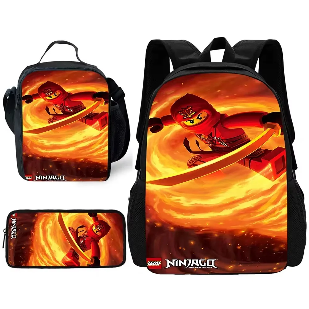 Zaino scolastico per bambini Cartoon N-ninjagos, borse per il pranzo, borse per matite, borse scolastiche per ragazzi e ragazze, miglior regalo 1