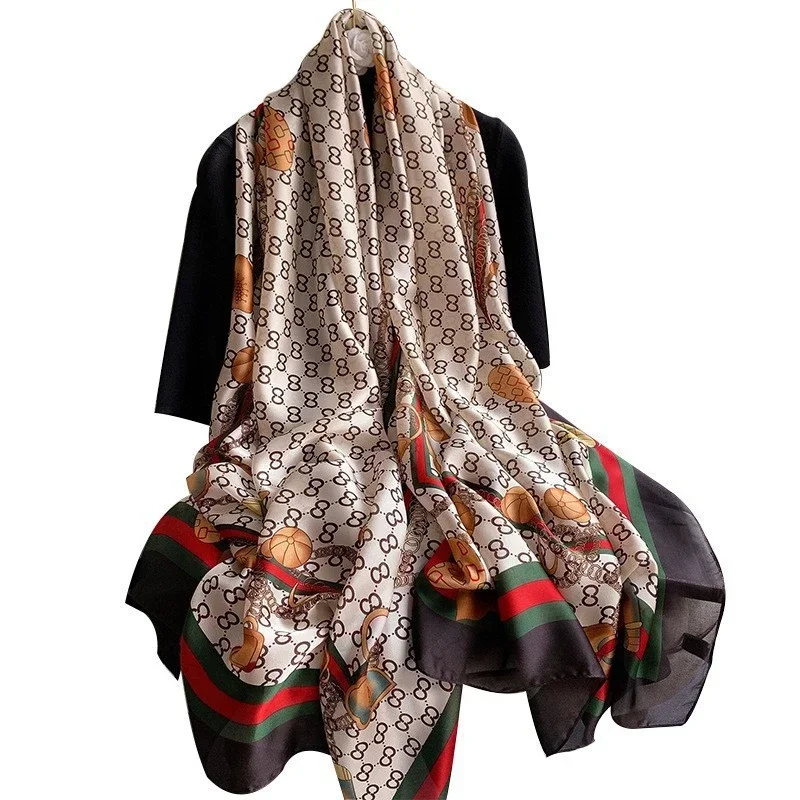 90 × 180 cm Estate Nuova Moda Simulazione Sciarpa di Seta Versatile Sottile Sciarpe di Seta di Gelso Scialle da Donna di Grande Nome Protezione Solare 2