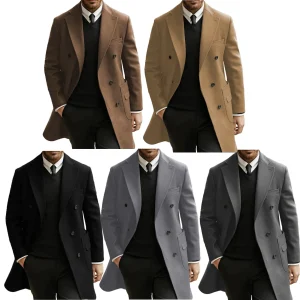 Trench da uomo moderno personalizzato uomo completo Terno moda risvolto dentellato doppio petto giacca invernale da uomo elegante giacca da uomo 1
