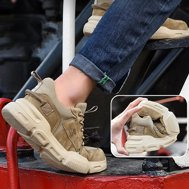 2025 Scarpe antinfortunistiche da lavoro Puntale in acciaio Anti-puntura Indistruttibili Stivali da uomo Sottopiede in Kevlar Anti-smash Scarpe da ginnastica da lavoro Scarpe protettive 6