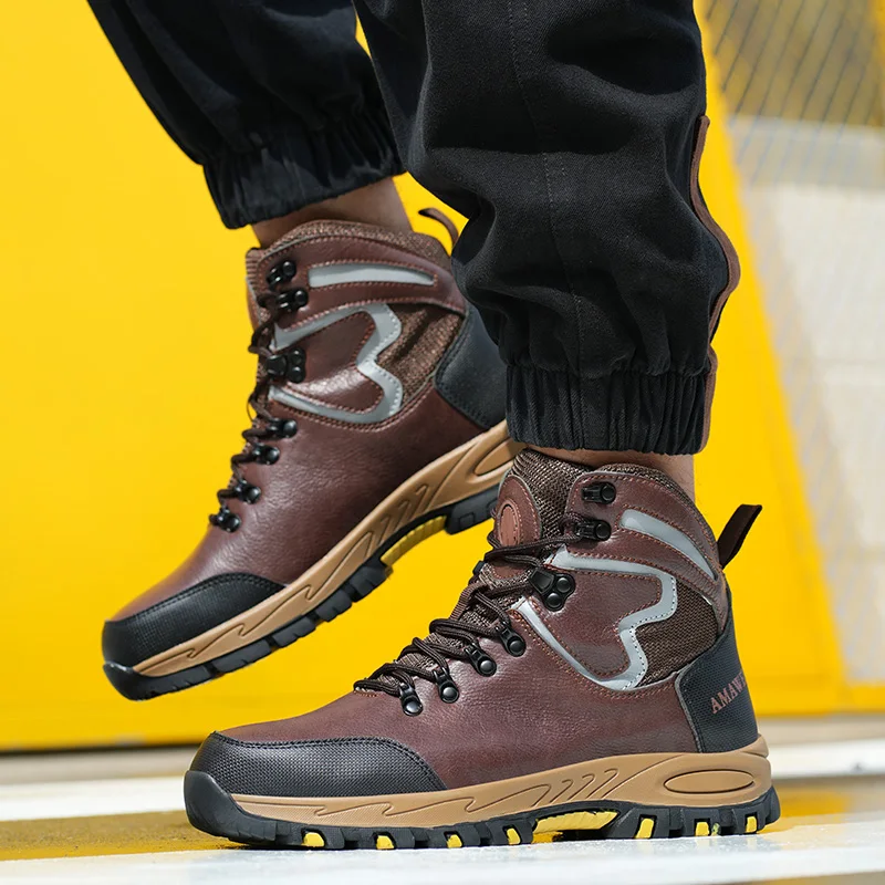 Scarpe antinfortunistiche con fibbia rotante da uomo nuove Stivali da lavoro leggeri anti-impatto anti-piercing Scarpe sportive indistruttibili di moda 5