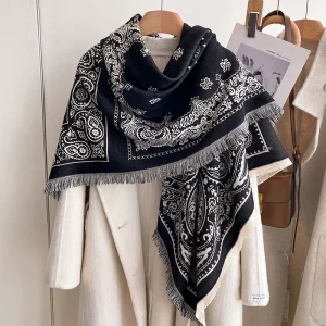 Di nuovo Modo di Inverno Sciarpa di Cachemire Delle Donne di Pashmina Design floreale Wrap Femminile Coperta Spessa Morbida Bufanda Calore Scialle Fazzoletto 2024 1