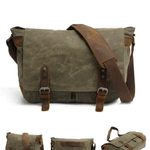 Borsa a tracolla da uomo in tela cerata spessa di nuova moda Borsa a tracolla da uomo Borsa a tracolla per il tempo libero maschile vintage Casual Boy 1