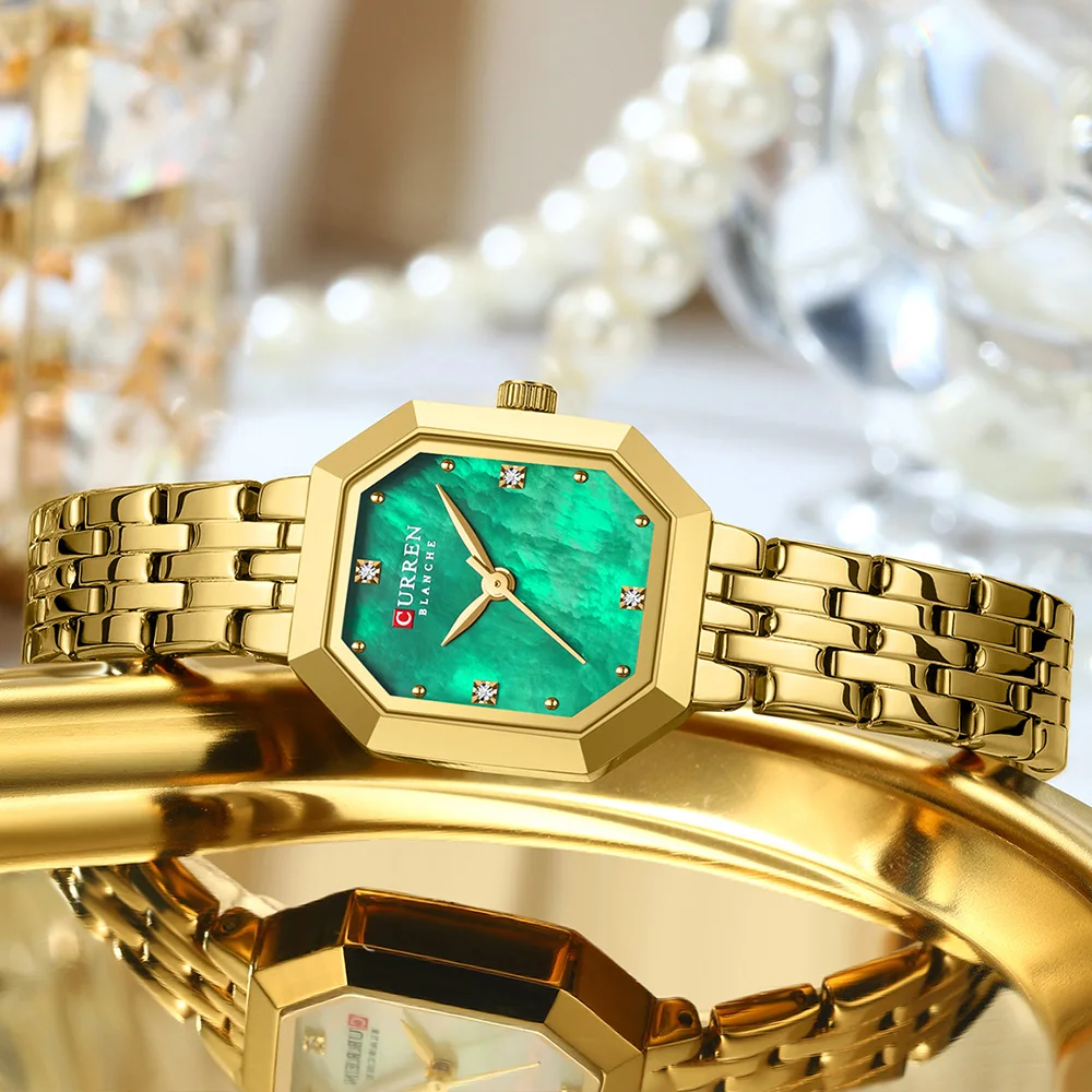 CURREN Orologi da donna eleganti alla moda Orologio al quarzo originale di marca di lusso per donna Data luminosa in acciaio inossidabile impermeabile 2