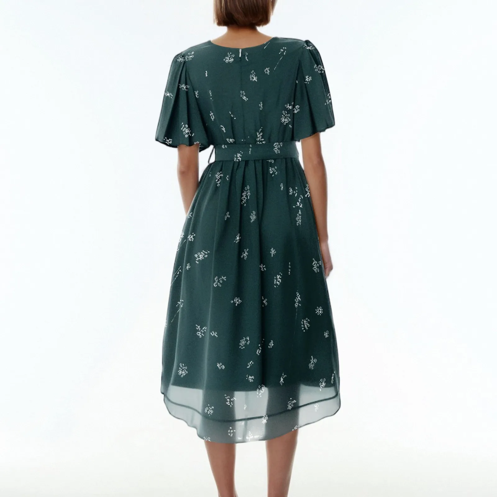 Abito estivo da donna sottile Moda casual quotidiana Rughe Scollo a V Vita che abbraccia Abito con cerniera a trapezio Abito da vacanza leggero e comodo 5