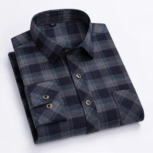2024 camicia a quadri da uomo di nuova moda manica lunga in cotone vestibilità regolare uomo camicie di flanella casual per il tempo libero autunno camicetta maschile abbigliamento 1