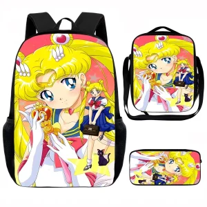 Zaino scolastico per bambini Cartoon S-sailor M-moon, borse per il pranzo, borse per matite, borse per la scuola per ragazzi e ragazze, miglior regalo 1