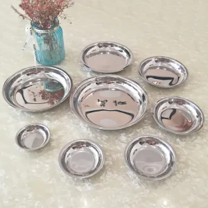 Piatto sterile in acciaio inossidabile Piatto profondo multiuso laterale dritto non magnetico in acciaio inossidabile Piatto profondo asettico addensato 1