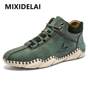 Stivali da uomo in pelle di moda di marca stivaletti fatti a mano taglie forti stivali da uomo autunnali all'aperto scarpe da ginnastica Casual da uomo morbide e comode 1