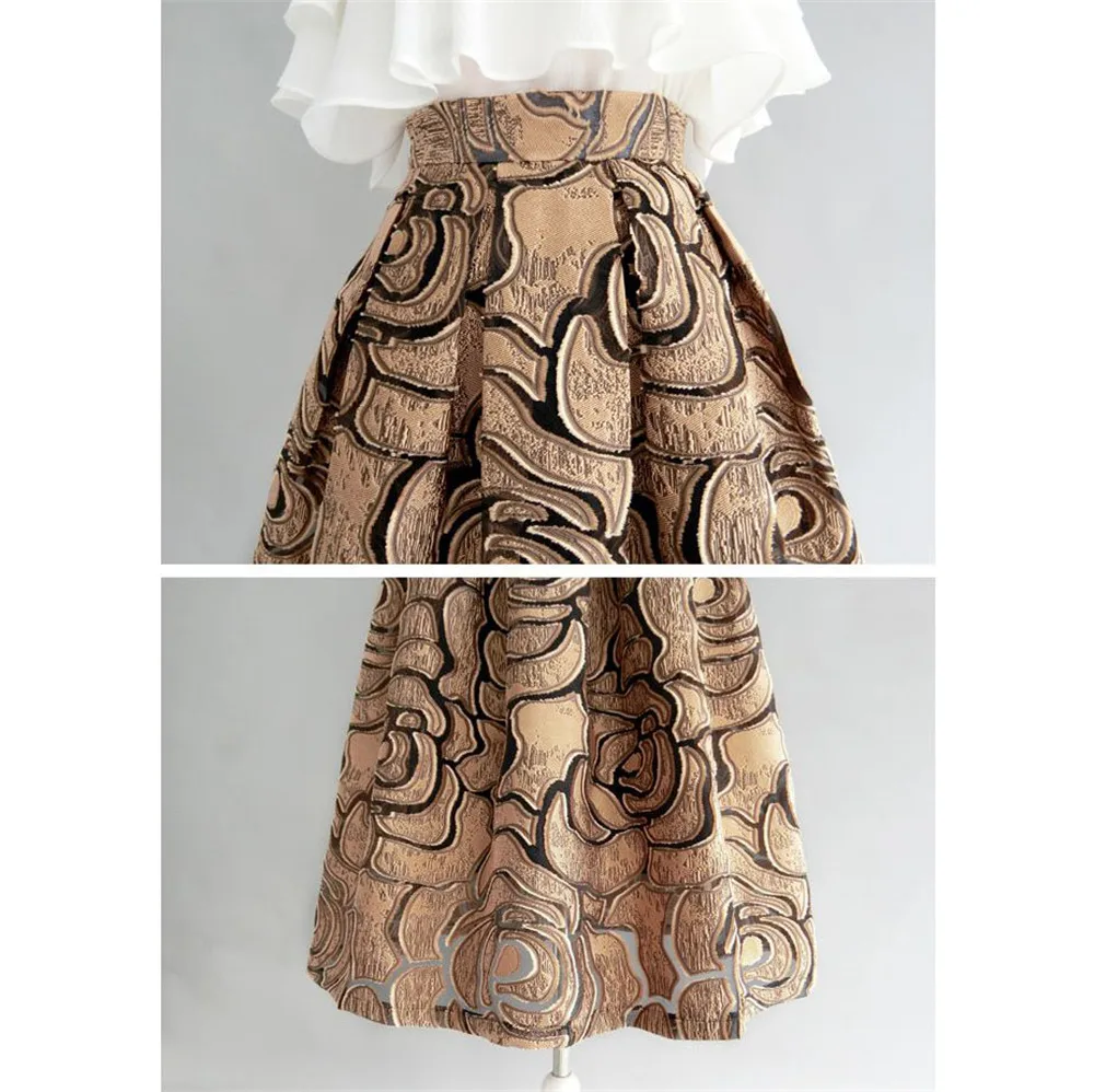 Temperamento Jacquard scava fuori gonne irregolari a vita alta gonna longuette Vintage All-match a-line Streetwear gonna lunga tutu party 4