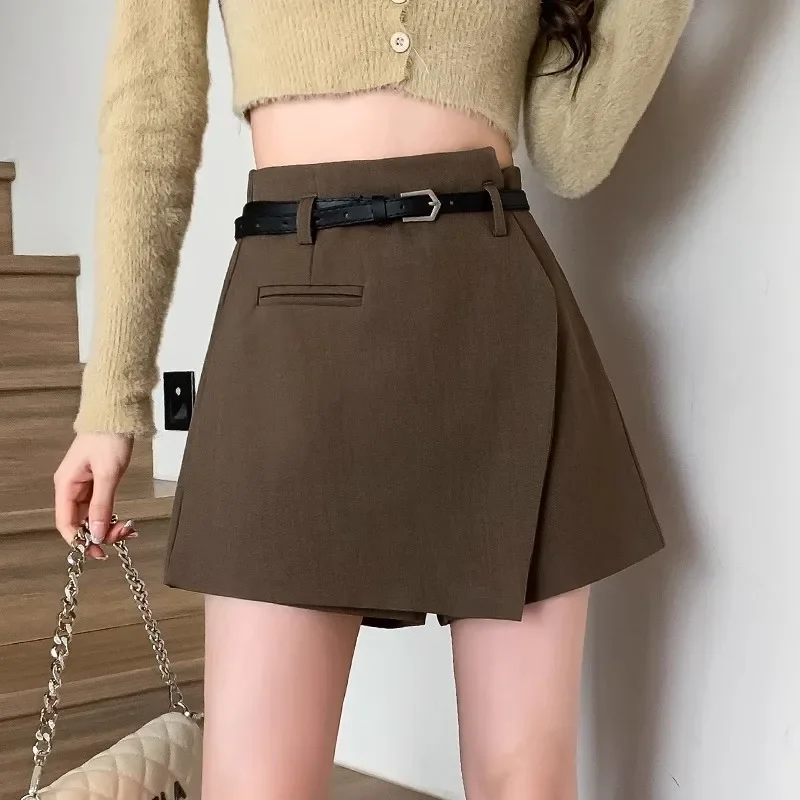 Primavera 2025 New Fashion Vita alta A-Line Minigonna Abito da donna Gonna corta Elegante gonna irregolare dimagrante Fibra di poliestere 1