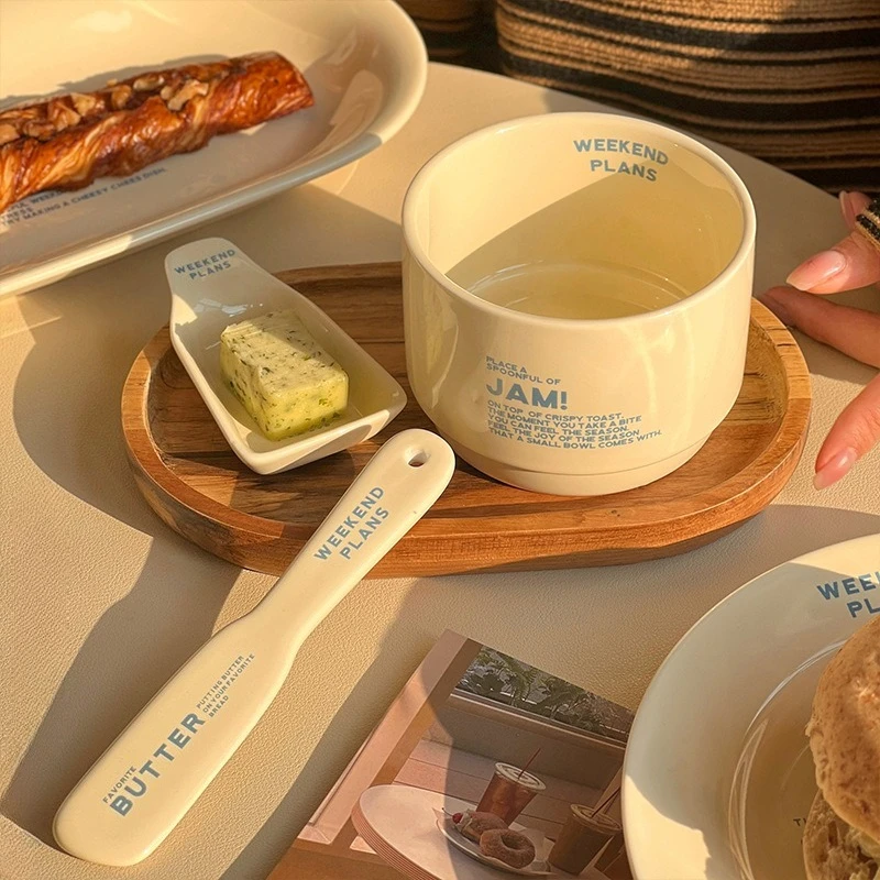 Piatto da cibo occidentale in stile crema per la casa, design di nicchia ad alto senso, piatto da pranzo, piatto da dessert, piatto da 8 pollici 2