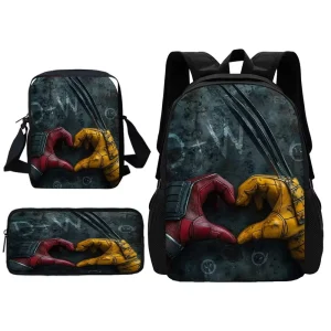 Zaino scolastico per bambini di film Deadpool & Wolverine con borsa a tracolla Borse per matite Borse da scuola per ragazzi e ragazze Miglior regalo 1
