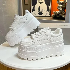 Sneakers con plateau da donna 9 cm Casual Outdoor Design semplice Skateboard Comode sneakers stringate Scarpe sportive da corsa Donna 40 1