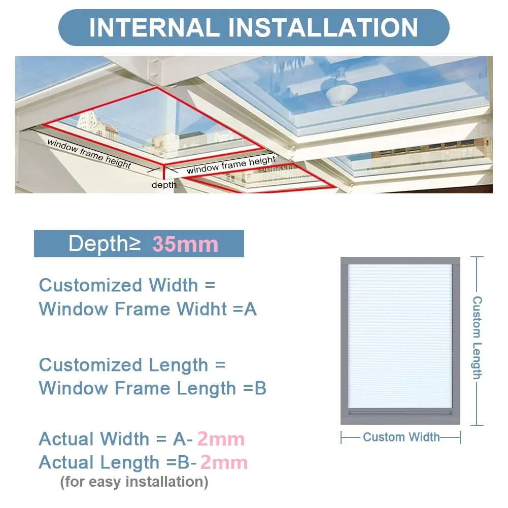 TIPIACE Paralumi per finestre completamente oscuranti in tessuto, tende cellulari a nido d'ape senza fili, motivo manuale, lucernario 2