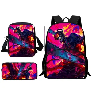 Bambino stimolante Anime motosega uomo zaini borsa a tracolla astuccio per matite pupilla borse da scuola di grande capacità per regalo per ragazze dei ragazzi 1