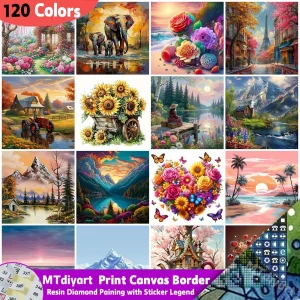 Pittura diamante fiore 120 colori con adesivo leggenda stampa bordo su tela trapani completi floreale fai da te regalo per hobby decorazione da parete 1