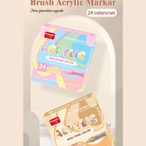 GuangNa Set di pennarelli acrilici con pennello morbido da 12-72 colori, tono della pelle, colore macaron, disegnato a mano fai da te, pennarelli per pittura artistica, GN.8201F/M 1