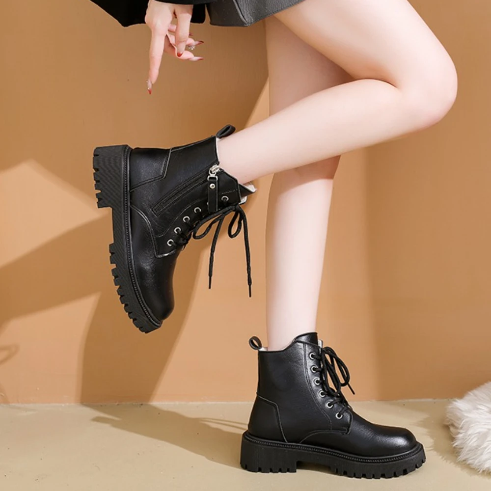 Stivali da cavaliere invernali eleganti e sexy Nuovi stivaletti da donna alla moda comodi e caldi in velluto con punta tonda tinta unita 3