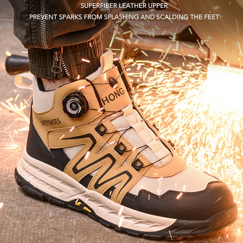 Scarpe antinfortunistiche con bottone rotante Scarpe isolanti da uomo 6kV Scarpe da ginnastica da lavoro con punta composita Scarpe indistruttibili a prova di foratura Stivali da lavoro 4