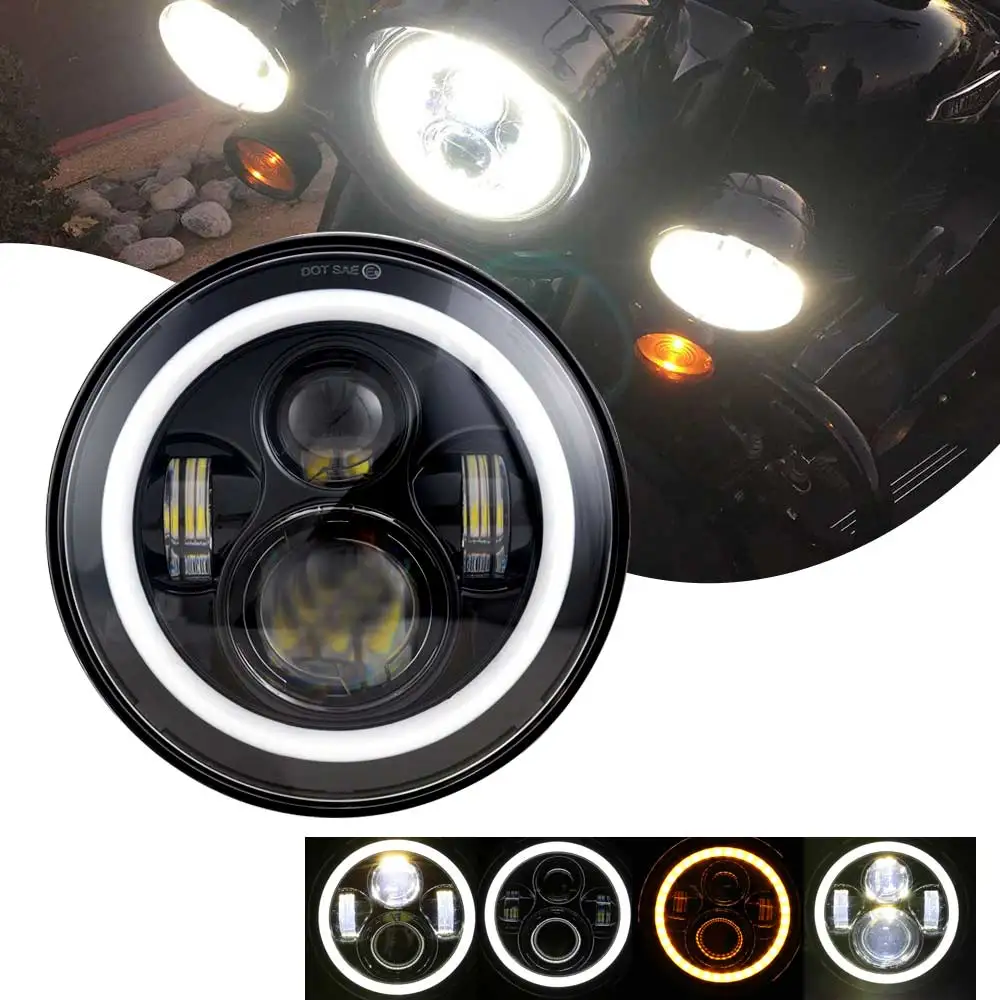 Faro moto LED da 7 pollici per Harley Touring Ultra Classic Electra Street Glide Road King Yamaha Faro moto 4