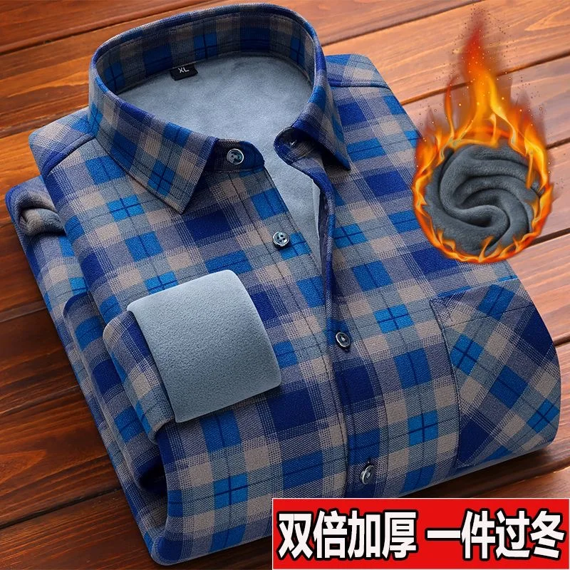 Camicia a quadri calda ispessita vintage americana di tendenza della moda autunno/inverno Camicia a maniche lunghe allentata di grandi dimensioni da uomo di alta qualità 4