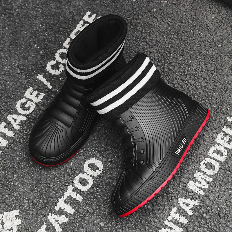 Scarpe impermeabili versatili casual a canna corta Uomo Donna Foderate con pile Calore antiscivolo Stivali da pioggia all'aperto resistenti all'usura 4