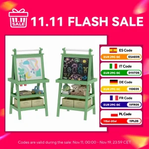Aiyaplay Cavalletto per lavagna per bambini 3 in 1 Cavalletto per pittura bifacciale per bambini con rotolo di carta e cestini 1