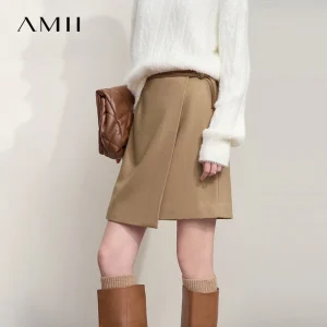 AMII Gonne per le donne Casual Solido Elegante Asimmetrico A-line Minigonna Versatile 2025 Autunno Nuovo Abbigliamento donna 12523148 1