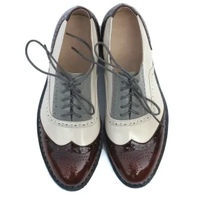 Scarpe basse da donna fatte a mano in vera pelle Oxford di marca vintage Scarpe da donna stringate brogue per scarpe da donna Zapatos Mujer 1