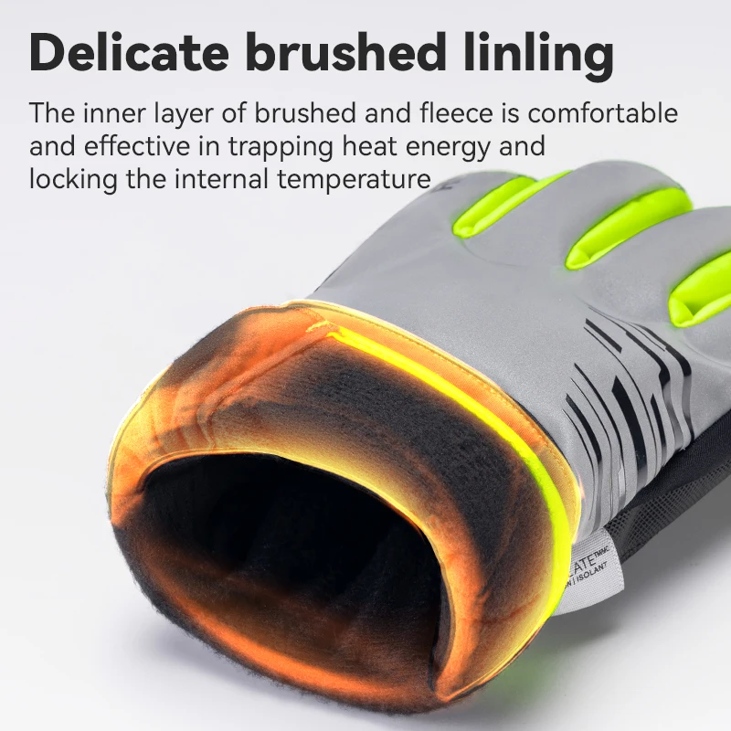 Guanti da ciclismo ROCKBROS Guanti antivento resistenti all'usura antiscivolo Guanti da bici riflettenti per equitazione all'aperto Mantieni caldo il touch screen 5