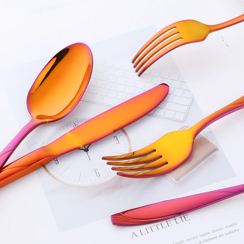 5-40PCS Buy Go Stoviglie in oro europeo Acciaio inossidabile 304 Posate occidentali Forchetta Coltello Cucchiaio Cucina Cibo Stoviglie Set da pranzo 5