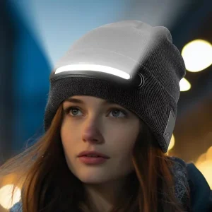 Cappello in lana lavorata a maglia luminosa USB Cappello con torcia a LED per il calore autunnale e invernale, berretto con illuminazione a LED per ciclismo da corsa all'aperto 1