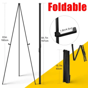 Espositore pieghevole da cavalletto per artista da 167 cm/66 pollici per cartelli e poster di nozze Cavalletto in metallo per foto, carte, tele 1