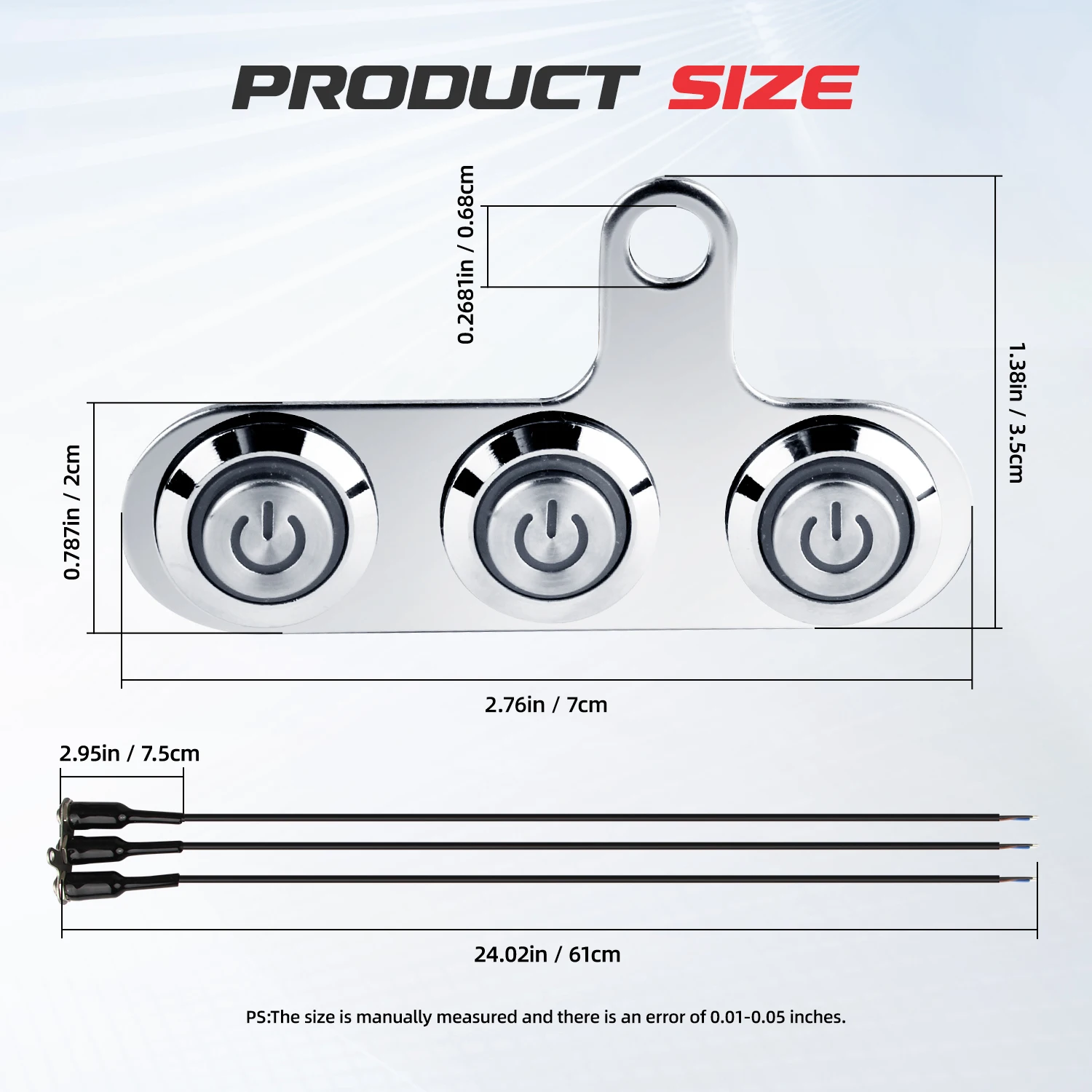 Interruttori manubrio moto LED blu - Acciaio inossidabile 12V con pulsante di controllo fendinebbia, adatti per bici da turismo da strada 2
