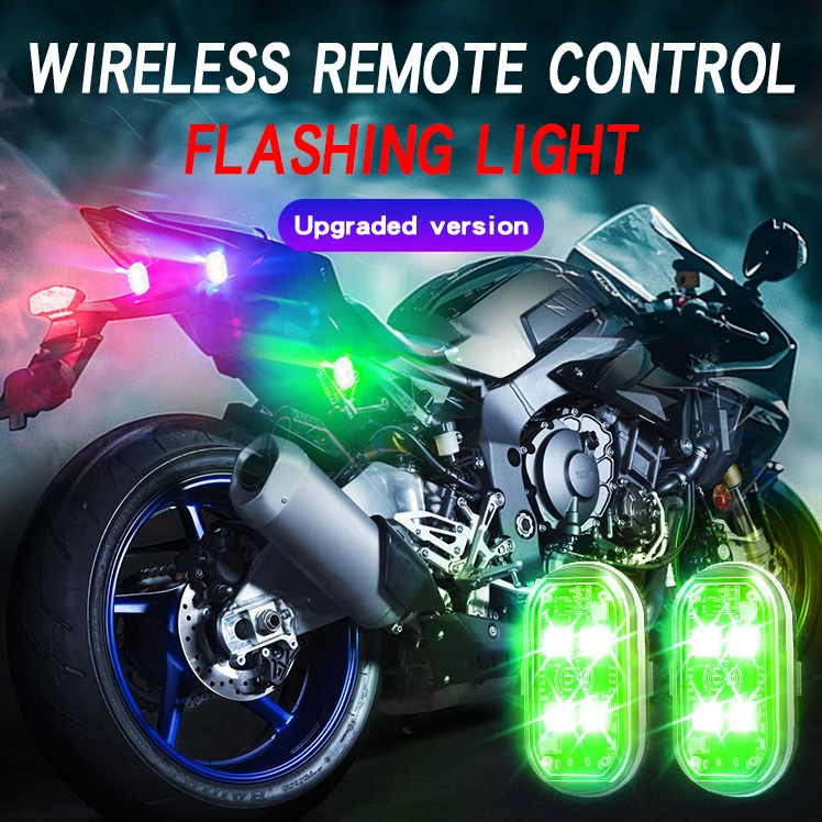 2/4 pezzi telecomando senza fili luce stroboscopica a LED per auto moto bici drone scooter lampada di avvertimento anticollisione flash 6