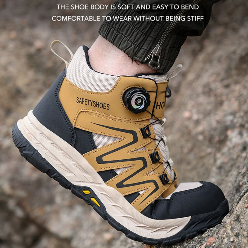 Scarpe antinfortunistiche con bottone rotante Scarpe isolanti da uomo 6kV Scarpe da ginnastica da lavoro con punta composita Scarpe indistruttibili a prova di foratura Stivali da lavoro 5