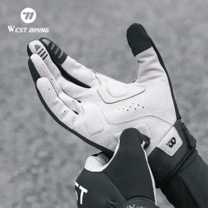 WEST BIKING Autunno e Inverno Guanti da ciclismo Moto Addensato Assorbimento degli urti Guanti a dita intere Calore Sport Golf Guanti da palestra 1