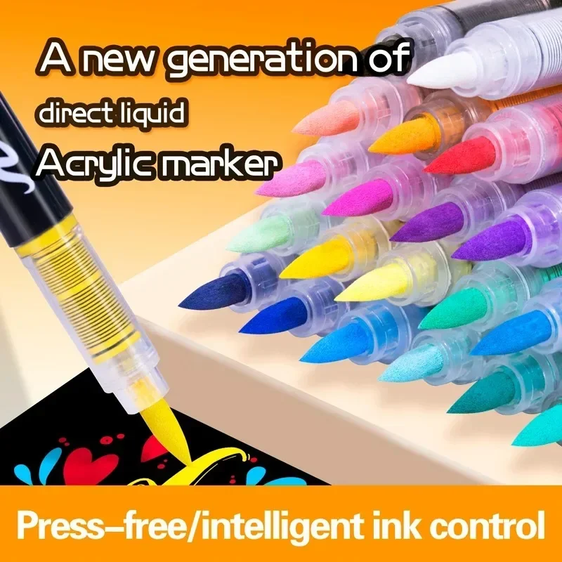 Pennarelli per vernice acrilica Pennarelli con punta a pennello per pittura su roccia Legno Tela Pietra Regalo di Natale Artigianato fai-da-te 3