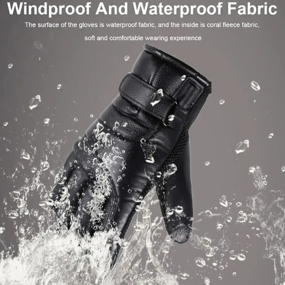 KoKossi Guanti riscaldati elettrici invernali per esterni Resistenza al freddo Touch screen Guanti riscaldanti per moto da ciclismo in pile di agnello 3