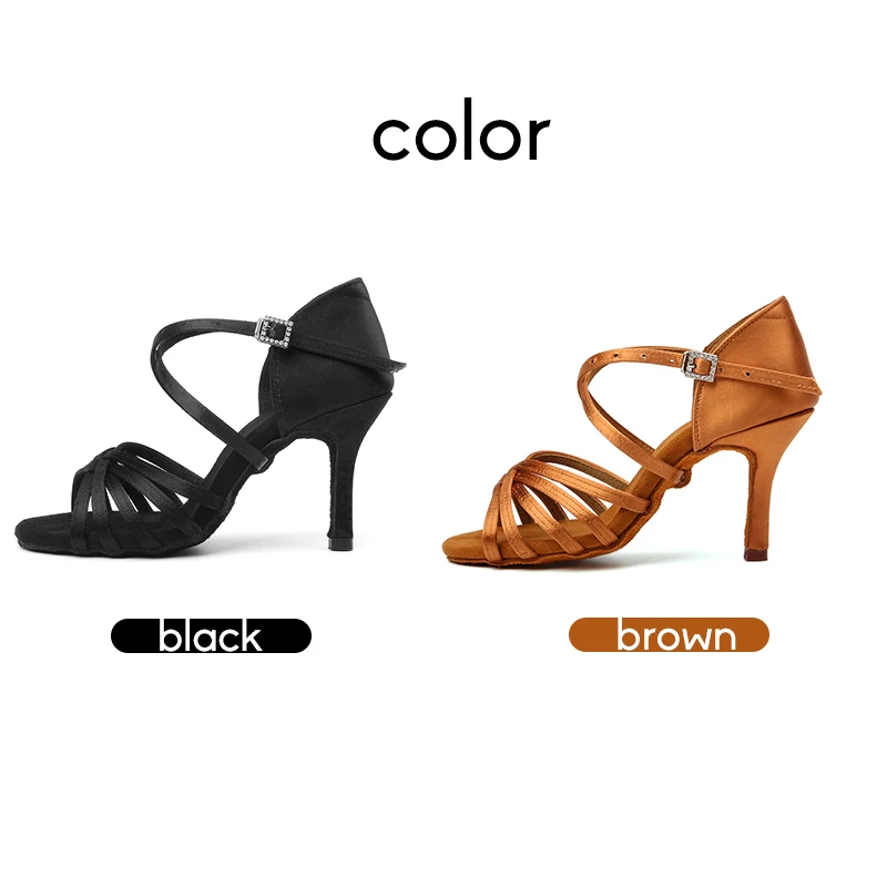 DKZSYIM Scarpe da ballo latino Scarpe da ballo in seta con tacco alto da donna Scarpe da ballo con fondo morbido con tacco 8 cm Scarpe da ballo per ragazze Salsa 2