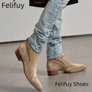 Stivaletti con cinturino con fibbia a punta nera Stivaletti da uomo grigi Hombre Stivali da moto da uomo in vera pelle per uomo Scarpe da lavoro alte da uomo 1