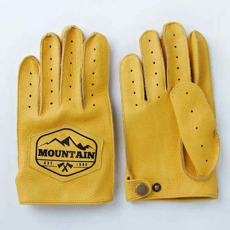 Guanti da moto da moto in pelle retrò Limelight Guida all'aperto Sport con dita intere e mezze dita Antiscivolo resistenti all'usura 2